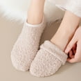 thumbnail image 3 of Women's 3-Pack Fuzzy Grip Socks Low Cut Non-Slip Soft Lounge Slipper Socks - Multicolored-1, 3 of 3