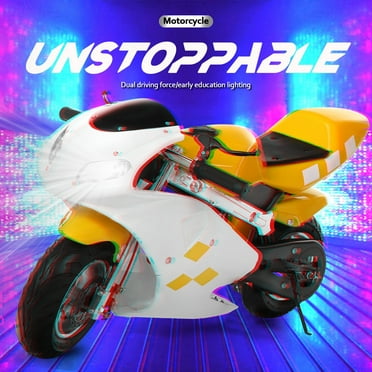 Riguas 49cc 2 Stroke Pocket Bike, Mini Motorcycle for Kids, Gas Pocket Motorbike with Strong Dual Brake, Racing Max Speed 20Mph, Dual Headlights