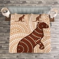 thumbnail image 3 of Ambesonne Abstract Art Quilted Bedspread Set 3 Pcs, Kangaroo with Dots, King Size, Peach Brown Redwood, 3 of 3
