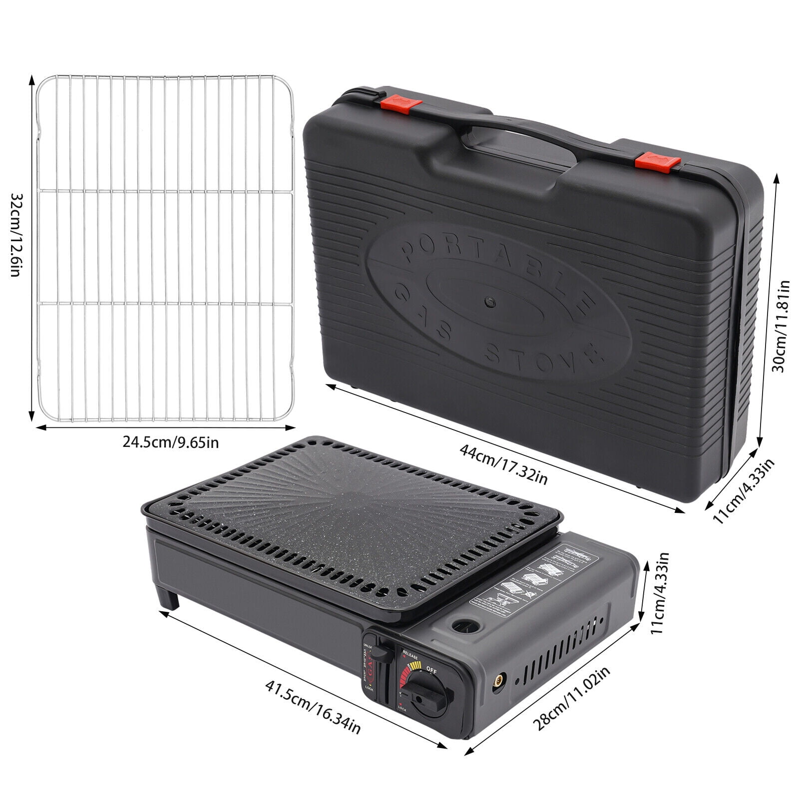 Portable Gas Grill Stove for Outdoor BBQ, Camping, and Trekking - Adjustable Flame, Windproof Design, Includes Complete Grilling Kit & Storage Case
