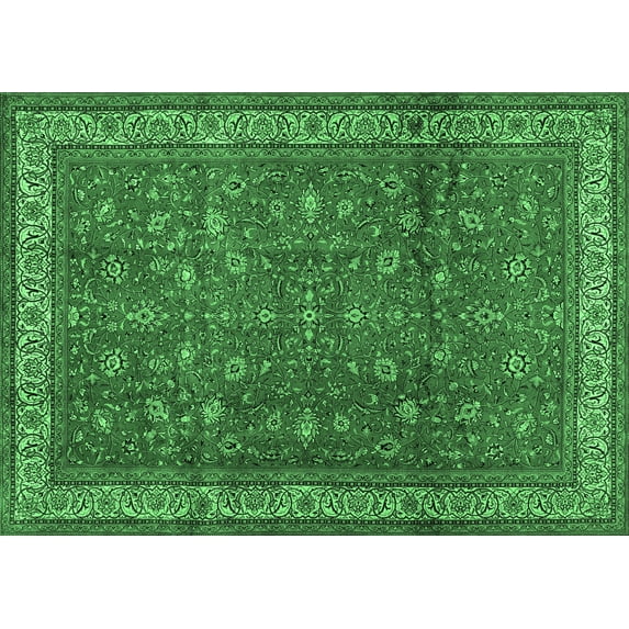 Ahgly Company Indoor Rectangle Persian Emerald Green Traditional Area Rugs, 2' x 5'