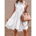 thumbnail image 2 of Uhndy Women's Sleeveless Ruffles Dress Loose Minidress Casual Summer Dress White S, 2 of 6