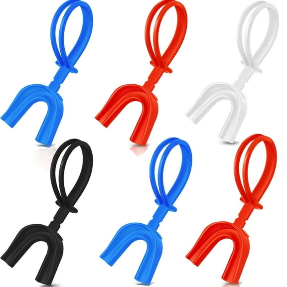 6 Pieces Strapped Mouth Guard Sports Mouthguard with Strap Football Boxing Mouthpiece Adult Youth Mouth Guard for Braces Soft Mouthguard for Football Basketball Hockey Wrestling