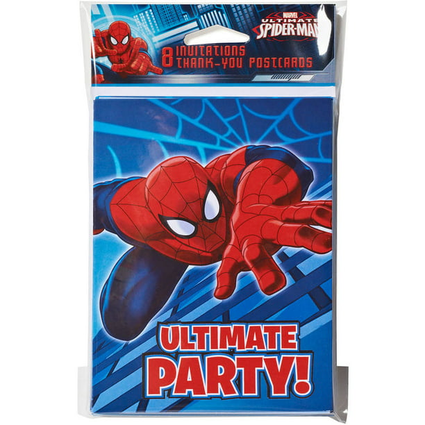Spider-Man Invite and Thank You Combo, 8 Pack, Party Supplies - Walmart.com