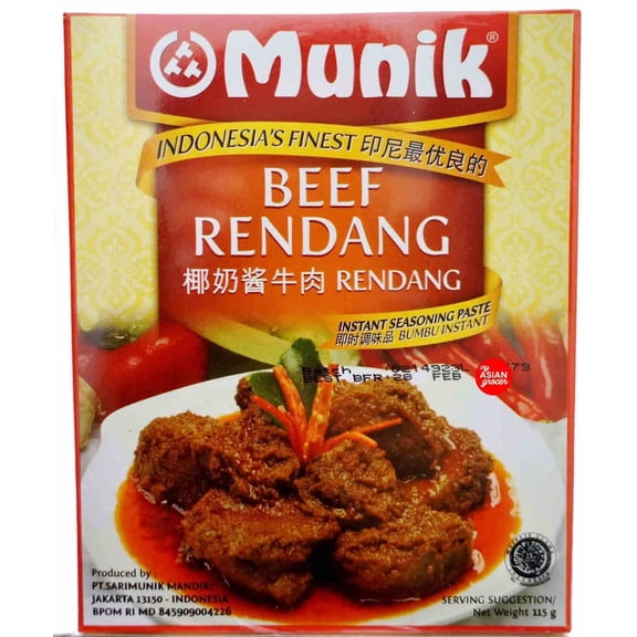 Munik Bumbu Rendang (Rendang Beef Seasoning) in Chili and Coconut Milk 115g (pack of 1)