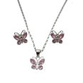 thumbnail image 1 of COLLAR DE MARIPOSA ROSA DE PLATA Y ARETES, 1 of 4