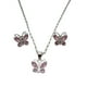 thumbnail image 1 of COLLAR DE MARIPOSA ROSA DE PLATA Y ARETES, 1 of 4