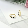 thumbnail image 4 of Gem Stone King 0.61 Ct Black Onyx E-F Lab Grown Diamond 18K Yellow Gold Plated Silver Earrings, 4 of 4