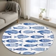 3ft Round Rug Blue Fish Scale Area Rugs for Living Room Bedroom ...
