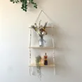 thumbnail image 4 of Boho Macrame Tapestry Wall Hanging Shelf Hand Woven Cotton Rope Plant Hanger Wood Floating Shelf Home Living Room Decorations (01), 4 of 7
