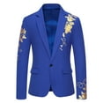 thumbnail image 2 of Yaoyar Men's Casual Print Blazer Coats Slim Fit One Button Turn-down Collar Wedding Dinner Suit Jacket Blue 2XL, 2 of 9