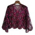 thumbnail image 4 of HNMKIU Wraps 1920s Art Deco Sequin Beaded Flapper Shawl Wrap Women's Elegant Wedding Cape Evening Party Cover Up Hot Pink,One Size, 4 of 4