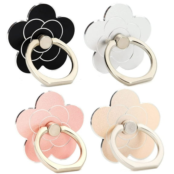 Cell Phone Ring Holder Flower, 360 Rotate Metal Finger Ring Socket Grip Kickstand for Smartphones (Flower4)