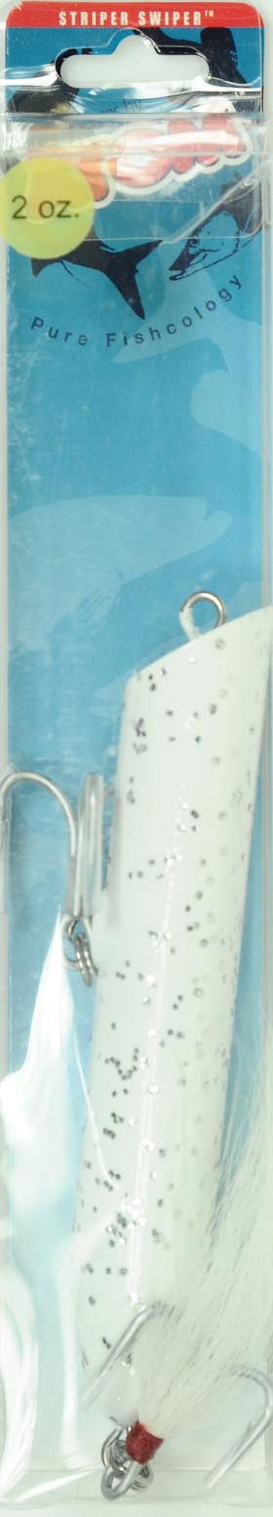 Atom Freshwater 2 oz Striper Swiper, Hard Bait, Top Water, Popper Lure, Silver & White, Lakes