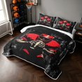 thumbnail image 3 of Manfei Boys Sports Bed Spread Queen, Football Gamer Queen Coverlet Set, White Red Black, Black Reversible 3-Piece, 1 Quilt and 2 Pillowcases, 3 of 7