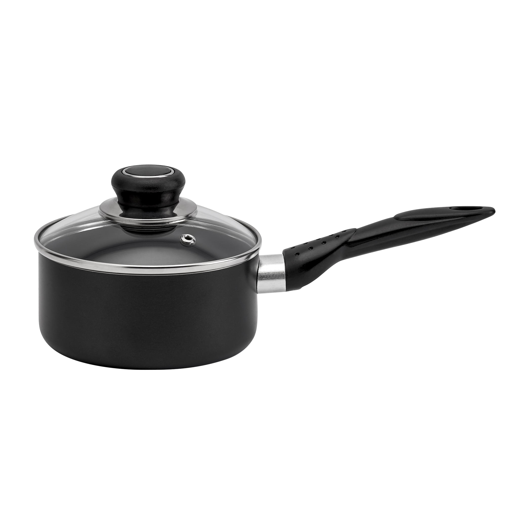 Basic Essentials 7 Piece Nonstick Aluminum Cookware Pots Pans Set, Black