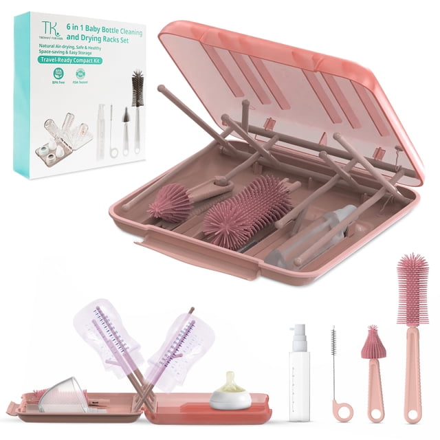 Kit limpiador de biberones TRENWO para viaje con escurridor, libre de BPA