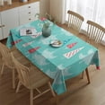 thumbnail image 2 of Turquoise Christmas Tree Pattern Rectangle Tablecloth 60"x84",Waterproof Polyester Rectangle Table Cloth, Wipeable Spillproof Polyester Tablecloth for Dining, Camping, Indoor and Outdoor, 2 of 5