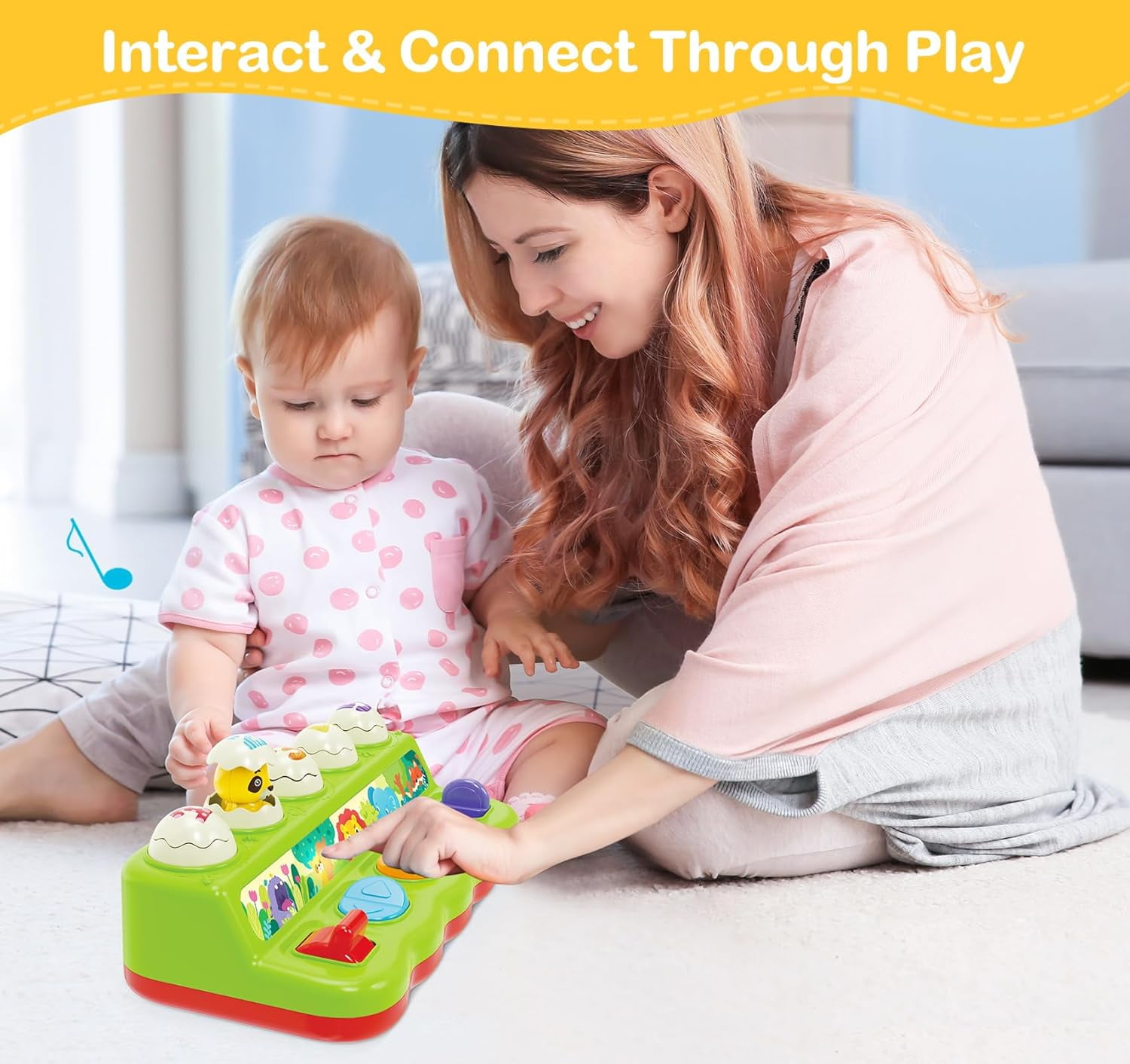 Baby Toys 6 to 12 Months, Musical Pop-Up Cause and Effect Toy with Light & Music for 12-18 Months, Learning Educational Infant Toys