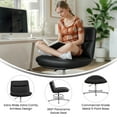 thumbnail image 3 of Emma + Oliver Wide Mid-Back Armless Stationary Swivel Office Chair with Black Padded Faux Leather Back/Seat, Adjustable Height, and Sturdy Chrome Frame, 3 of 11