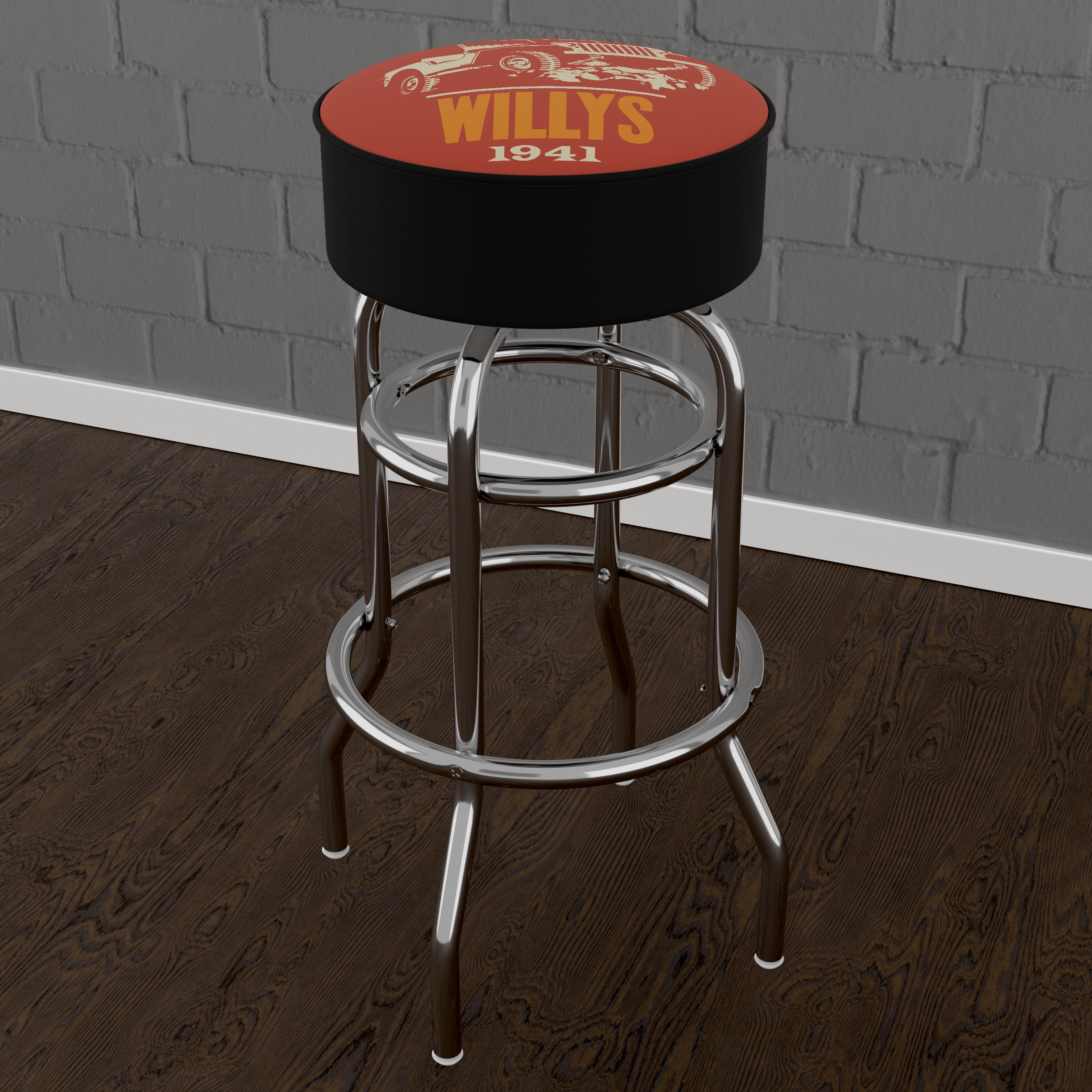 Trademark Gameroom Jeep Willys Red Bar Stool with Padded Seat