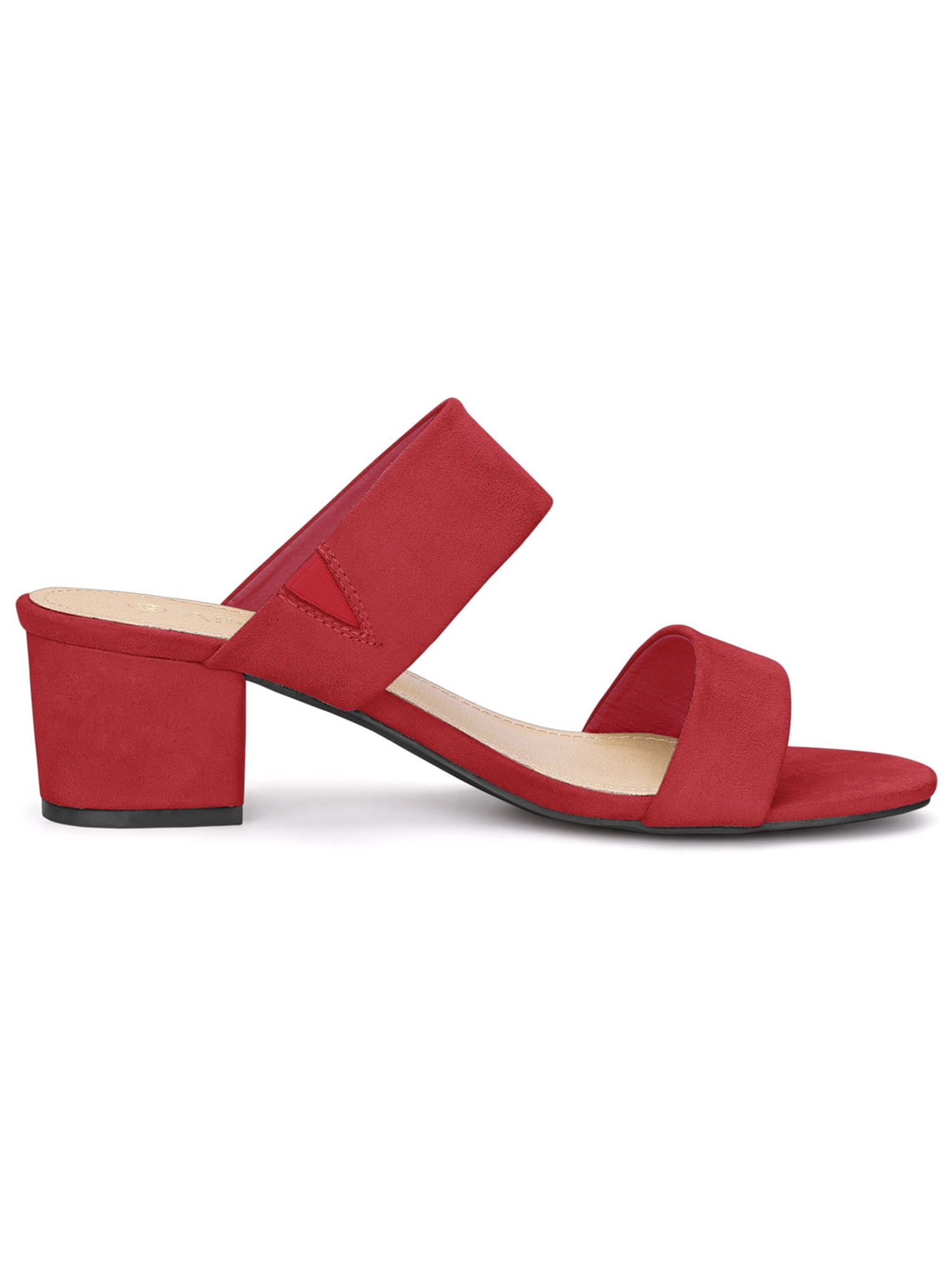 DARING DIVA Stylish Women's Block Heel Dual Straps Slide Sandals 7.5 Red