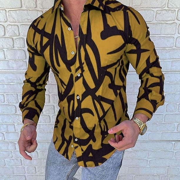 Camisa de hombre con solapa abstracta, camisa de manga larga con botones, ropa cómoda y suave, diseño de diseñador de moda, informal, transpirable