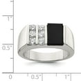 thumbnail image 2 of White Sterling Silver Ring Band with Stones Cubic Zirconia CZ Onyx Black, 2 of 2