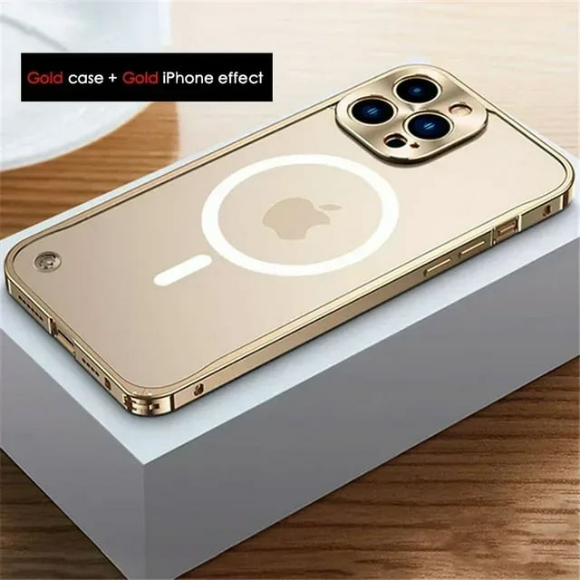 Metal Aluminum Alloy For Magsafe Case For iPhone 15 14 13 12 11 Pro Max Mini Magnetic Wireless Charge Translucent Matte PC Cover