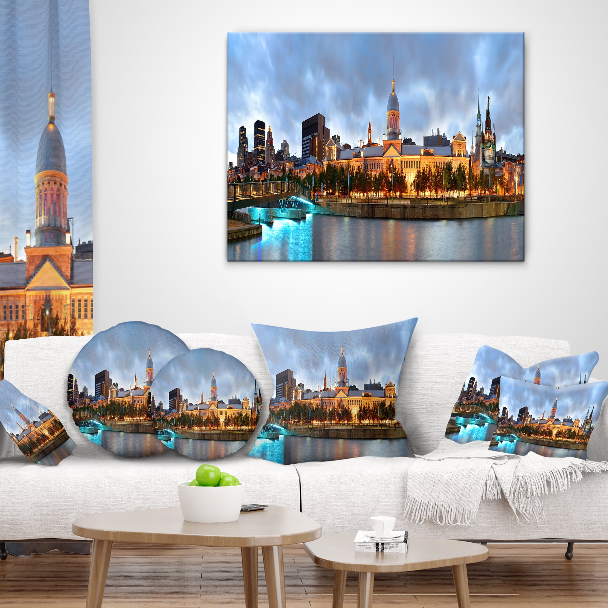 Designart Montreal Panoramic View - Cityscape Photo Throw Pillow - 18x18