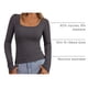 thumbnail image 4 of Remera PRETTYGARDEN de canalé manga larga con escote redondo XS Gris Oscuro, 4 of 5