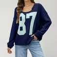 thumbnail image 4 of Pullover Sweaters for Women 2025 Long Sleeve Crewneck Number Color Block Knitted Sweater Tops Fall Winter Outfits, 4 of 6