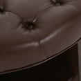 thumbnail image 7 of Baynes Contemporary Faux Leather Tufted Wood Round Ottoman with Open Shelf, Dark Brown and Espresso, 7 of 7