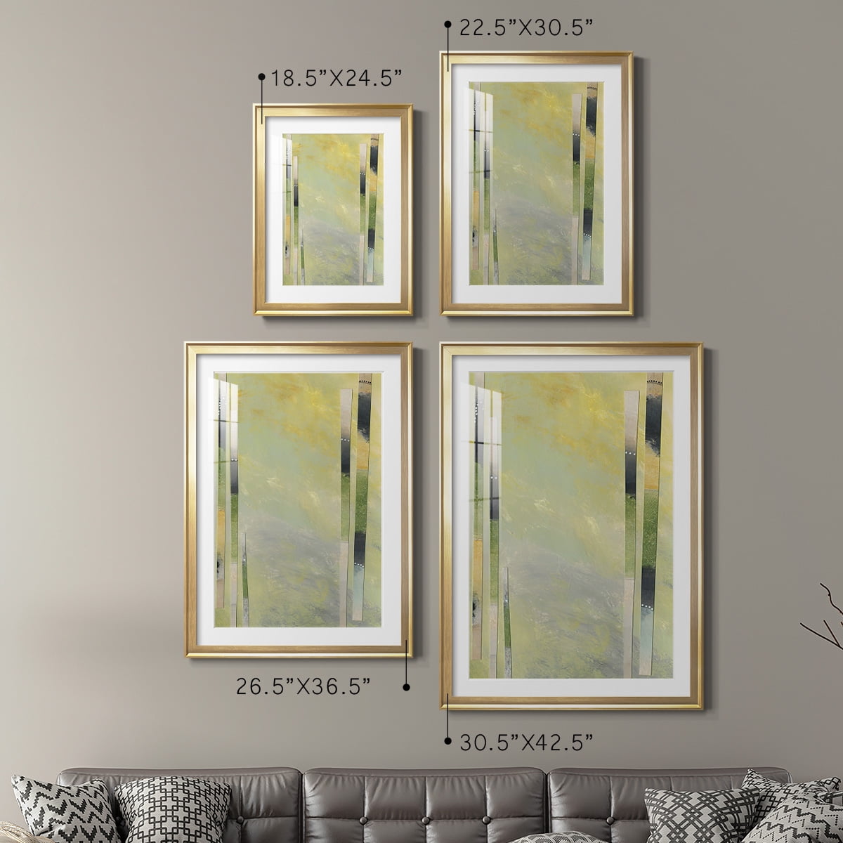 Wexford Home Neutral Assemblage III Premium Framed Print, 30.5" x 42.5" - Ready to Hang, Gold (Set of 2)