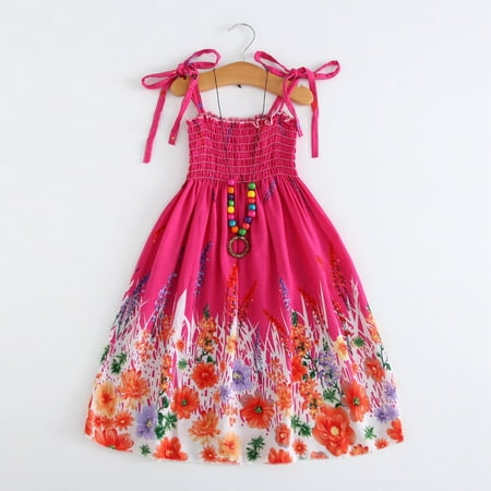 

Huilaibazo Girls Dress Princess Clothes Kids Baby Beach Straps Bohemian Flower Girls Dress Toddler Girls Dress&Skirt