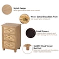thumbnail image 2 of COZAYH Farmhouse 3-Drawer Nightstand, Woven Cattail Grass Slats Front End Table, Boho Bedside Table for Bedroom, Living Room, Natural Wood Color, 2 of 7