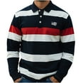 thumbnail image 2 of NTACZA Striped Winter Shirts for Men Long Sleeve Vintage Red Polos Loose Fitting Collared Graphic Pullover for Men XL, 2 of 3