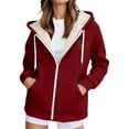thumbnail image 2 of YueHuiYing Women's Zip Up Hoodie Warm and Cozy Lined Sweatshirt Winter Hoodie Jackets for Women with Pockets, 2 of 4