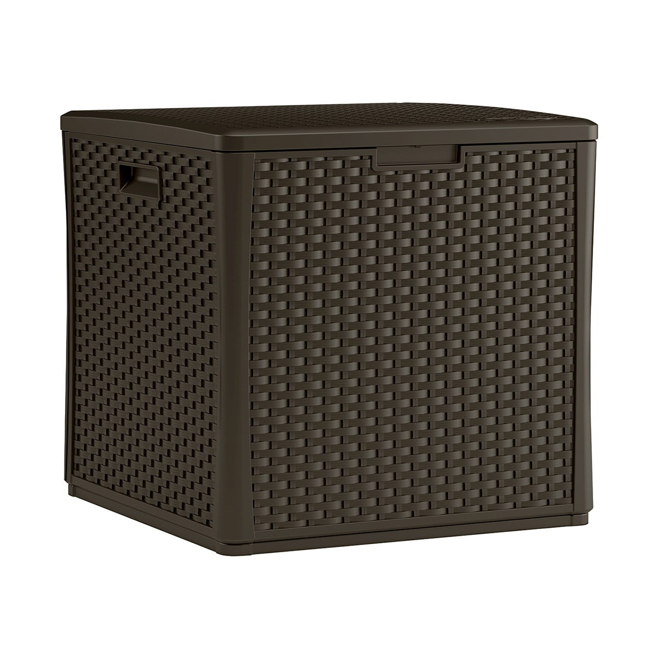 Large Brown Wicker 60-Gal Lockable Deck Storage Cube