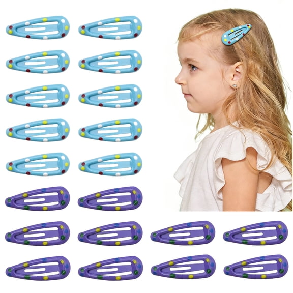 VANIDO 20 Pack Metal Snap Hair Clips, Non-Slip Teardrop Barrettes for Women and Girls, Multicolor