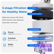 Waterdrop WD-A2 Countertop Reverse Osmosis System, Hot and Cold RO System, Portable Pure Water Tank, Bottleless Water Cooler, 6 Temperature Settings, Hot Cold Room Water, 3:1 Pure to Drain