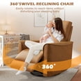 thumbnail image 4 of ANJ Manual PU Leather Recliner Chair, Swivel Rocker Recliners with Padded Armrest and Backrest, Nursery Rocking Reclining Chair for Living Room, Bedroom, Caramel, 4 of 9