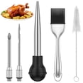thumbnail image 4 of Turkey Baster Stainless Steel Turkey Baster Syringe Bulb Detachable Turkey Baster Injector Set Reusable Meat Injector Set with Basting Brush Cleaning Brush 2 Needles for Cooking BBQ, 4 of 5