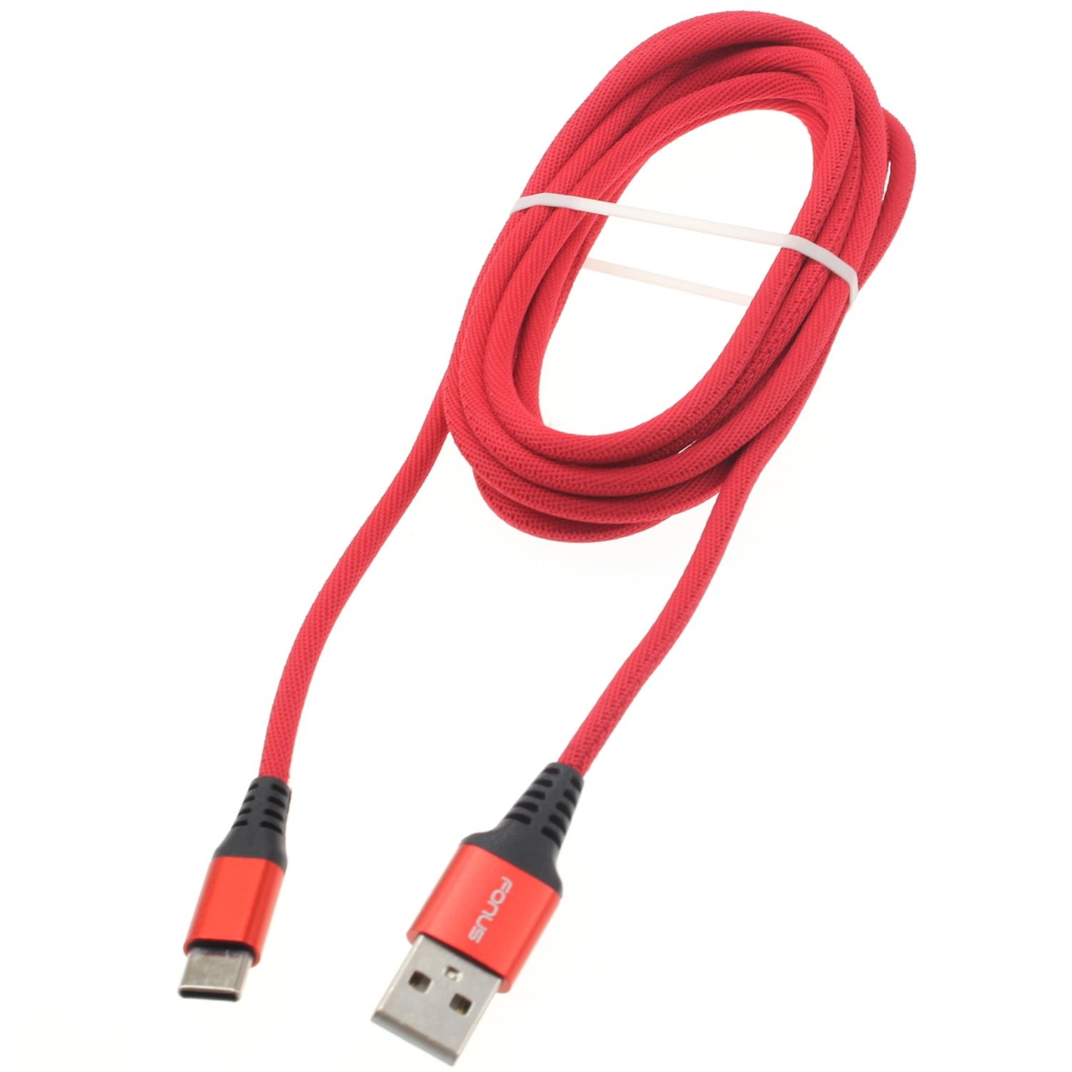 Red 10ft Long USB-C Cable Fast Charger Cord Type-C Power Wire for T-Mobile REVVL 5G 4 Plus - TCL 10L, 10 Pro 5G UW - Xiaomi Mi 9T - ZTE Blade Z Max, Axon 10 Pro