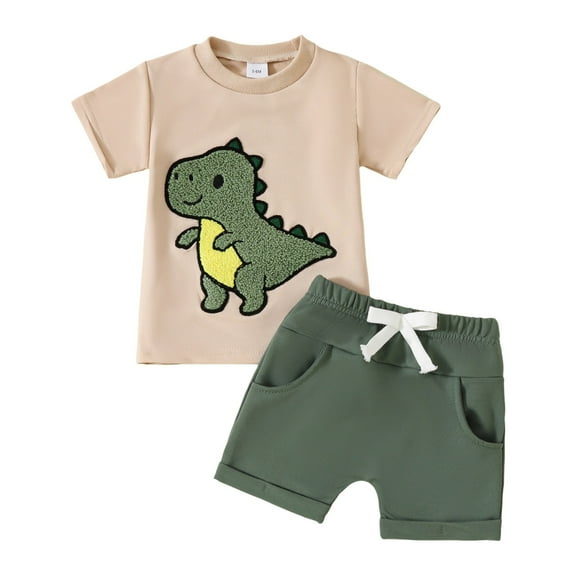 Gibobby Toddler Boys Boy Boy Girls Toddler Summer Outfit Striped T shirt Toddler Boy Summer Clothes 6 12 18 Months 2 3 4 5 T Short Set(2-3 Years,Green)