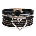 thumbnail image 6 of YYKihy Women Leather Cuff Bracelet Set Multilayer Wrap Bracelet Crystal Heart Bracelet Clasp Bracelet For Women, 6 of 7