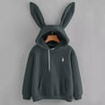 thumbnail image 2 of Womens Rabbit Ear Hoodie Cute Bunny Embroidery Sweatshirts Solid Color Long Sleeve Pullover Tops Fall Hoodies with Pocket, 2 of 4