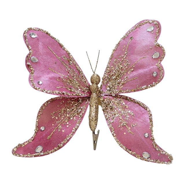 Adorno de mariposa, decoración de corona navideña, mariposas brillantes para colgar en el techo, regalo festivo, adorno para el año 2025, mariposas brillantes, decoración de pared y techo,
