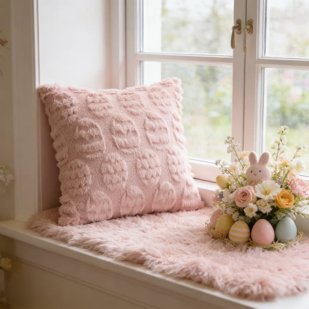 Easter Theme Spring Cute Egg Cushion Cover Soft Throw Pillow Cover For Sofa And Chair Ideal Choice For Easter Sofa And Bedroom Decoration
