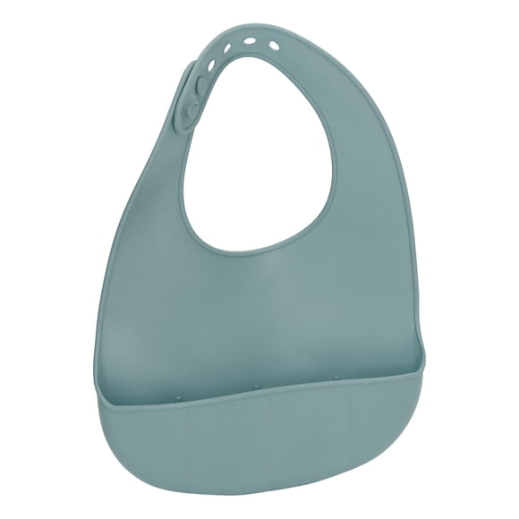 Babero de silicona Suave impermeable Sujetadores de cuello de silicona Bolsillo contra derrames Apto para lavavajillas Baberos de silicona para bebés de 10 a 72 meses Verde